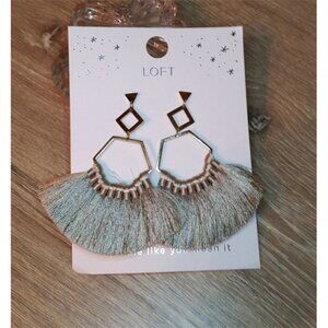 NWT Loft Long Statement Geometric Fan Earrings